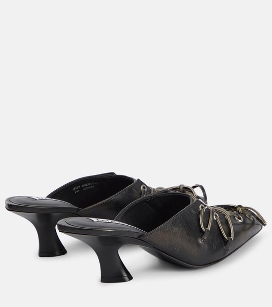 Leather lace-up mules