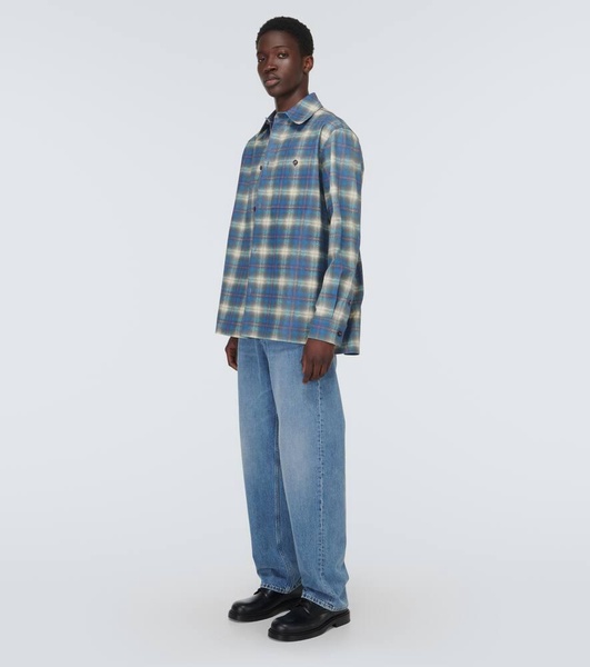 Checked leather shirt