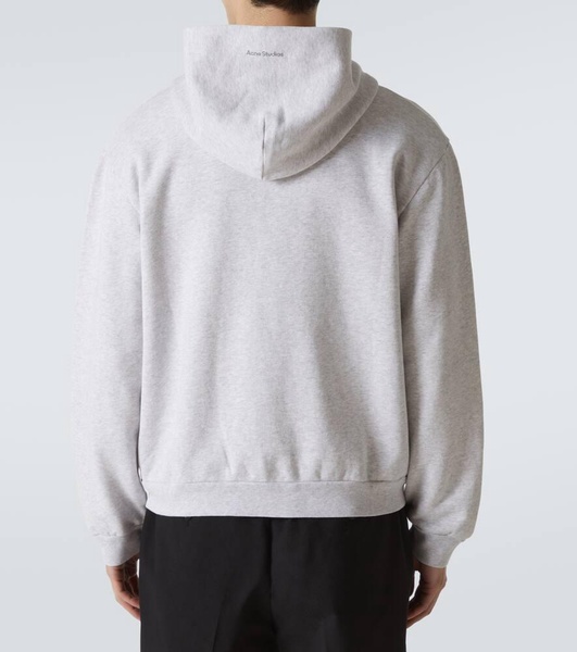 Face cotton fleece zip-up hoodie