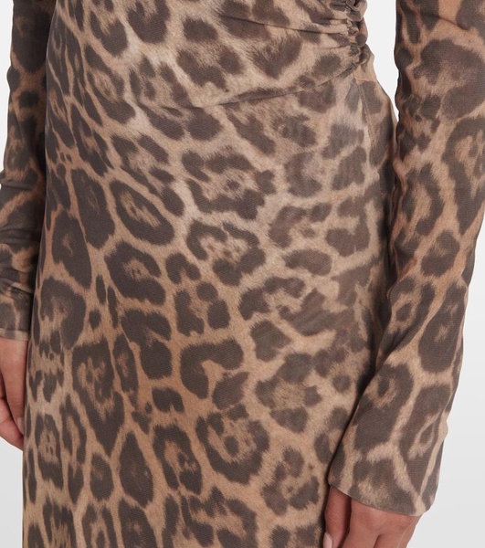 Leopard-print midi dress