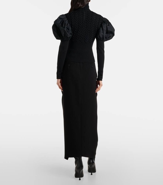 Fune taffeta-trimmed wool-blend sweater