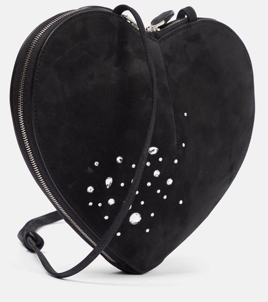 Le Cœur embellished suede shoulder bag