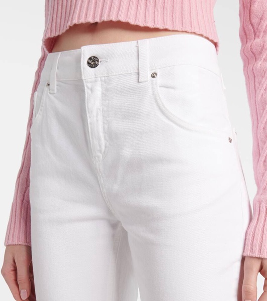 Chain-detail high-rise bootcut jeans