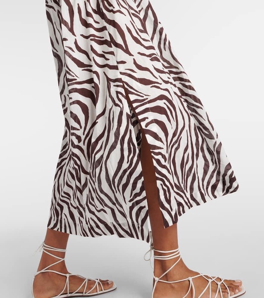 Dorotea zebra-print cotton midi dress