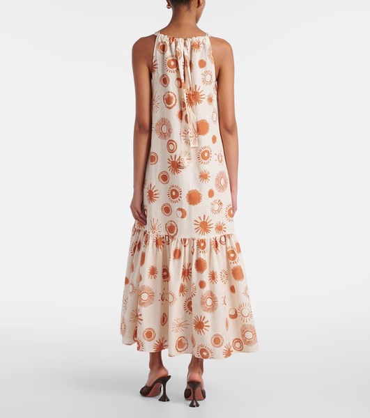 Ibiza printed linen and cotton maxi dress
