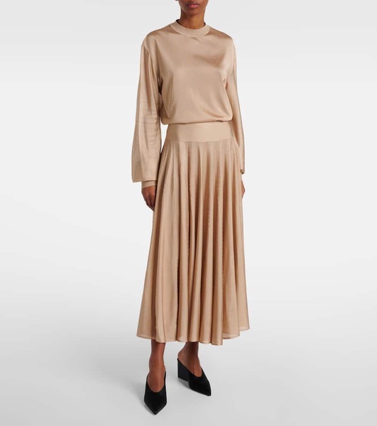 Pointelle maxi skirt