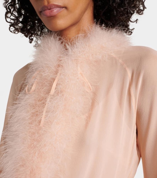 Georg feather-trimmed midi dress