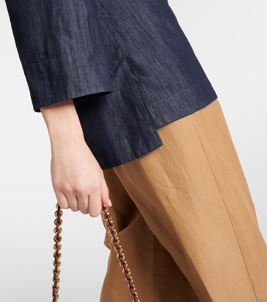 Embellished cotton denim top
