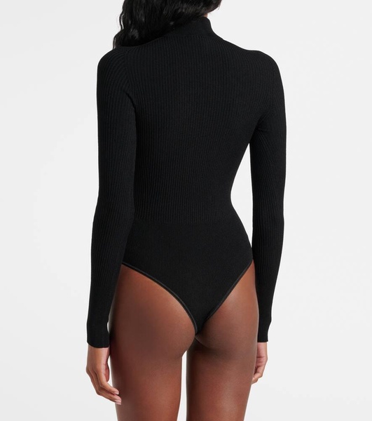 Ribbed-knit turtleneck bodysuit