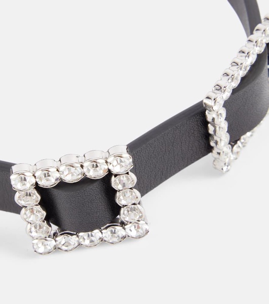 Embellished leather necklace