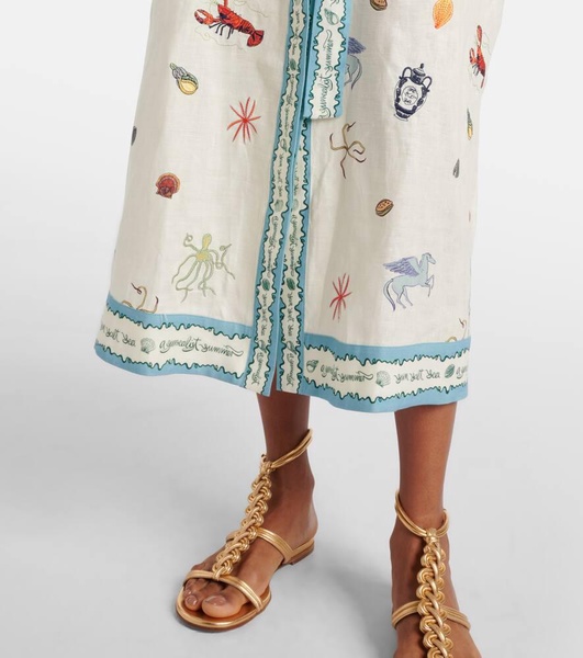Sandy embroidered linen shirt dress