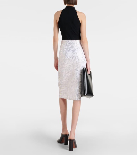 High-rise snake-print pencil skirt