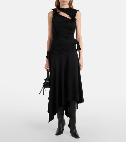 Enouk asymmetric draped midi dress