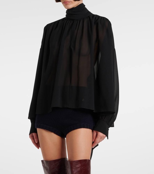 Tie-neck silk georgette blouse