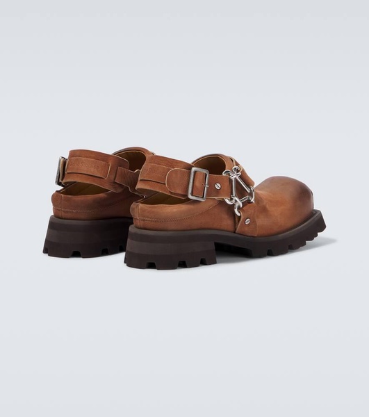 Leather slingback mules