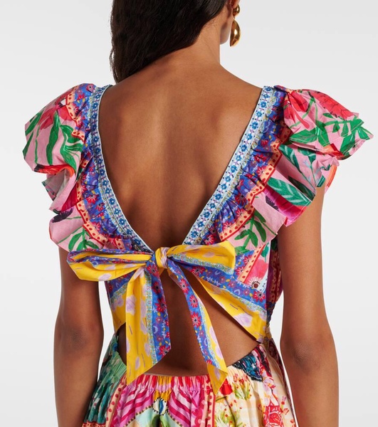 Embellished cutout cotton maxi dress