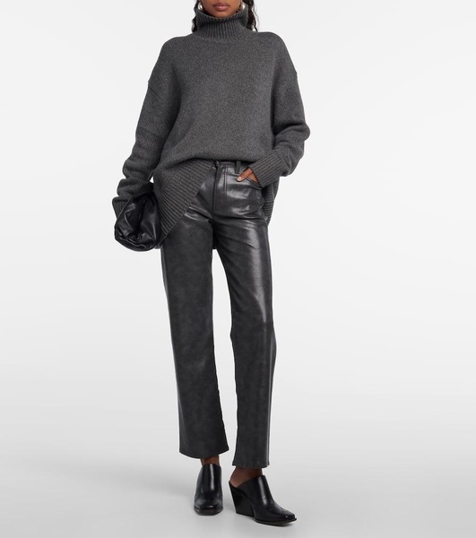 Sloane mid-rise leather straight pants