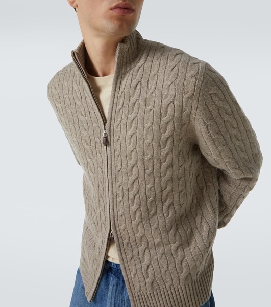 Cable-knit high-neck cashmere sweater