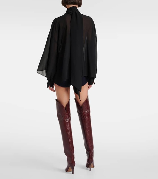 Tie-neck silk georgette blouse