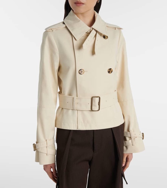 Cropped gabardine trench coat