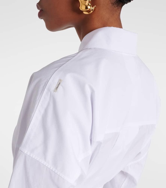 Tea belted cotton poplin blouse