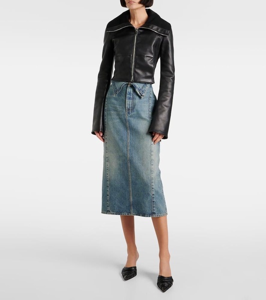 Cropped leather jacket