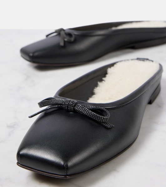 Monili shearling-lined leather mules