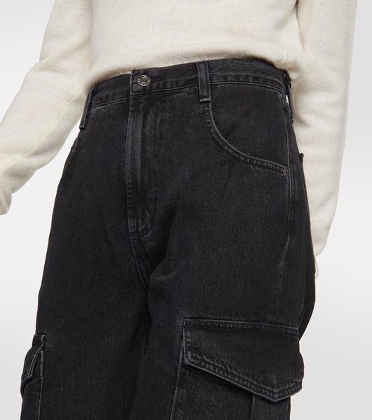 Minka high-rise denim cargo pants