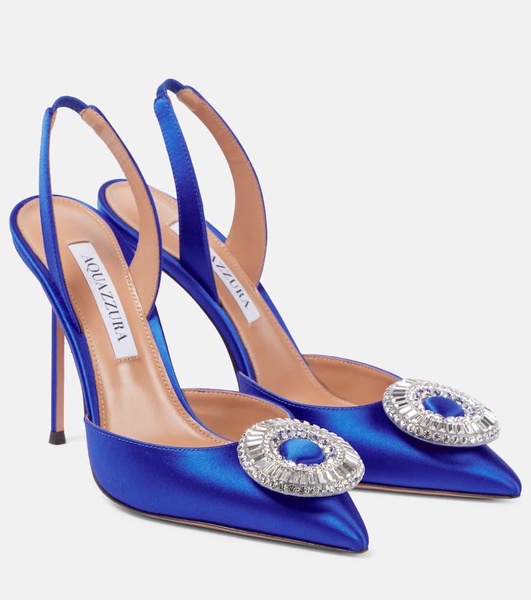 Crystal Hoop Sling 105 satin slingback pumps