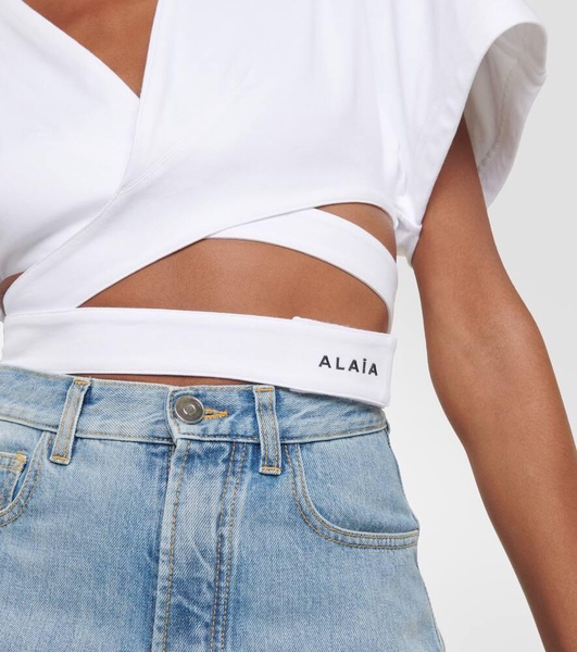 Logo cotton jersey crop top