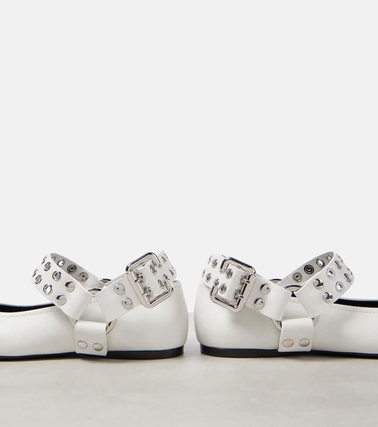 Embellished leather ballet flats