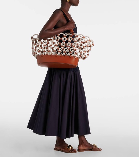 Squillo leather-trimmed tote bag