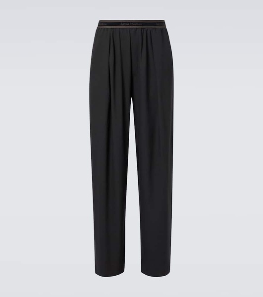 Logo embroidered wide-leg pants