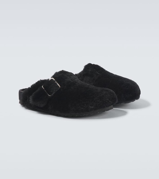 Boston 1774 shearling-lined suede mules