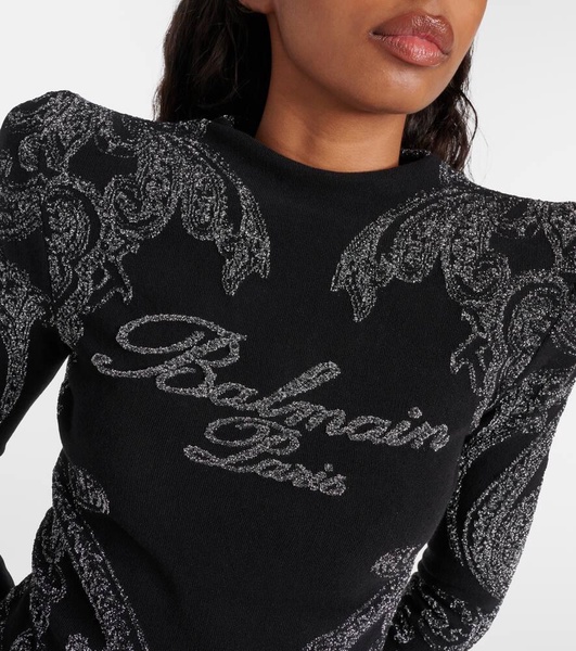 Logo paisley cotton-blend jersey top