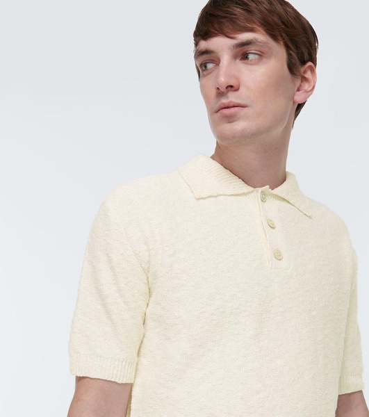 Cotton-blend bouclé polo shirt