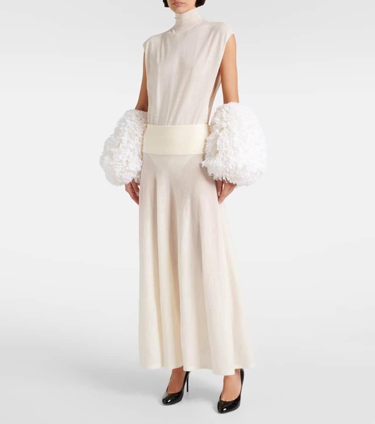 Low-rise virgin wool maxi skirt