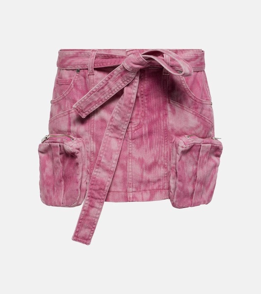 Camouflage denim cargo miniskirt