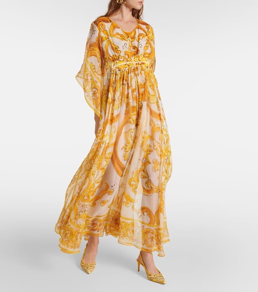 Majolica silk chiffon maxi dress