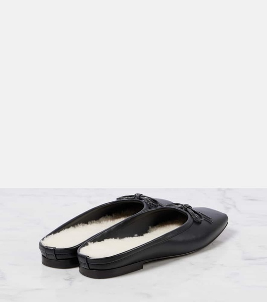 Monili shearling-lined leather mules