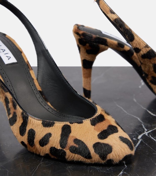 Decollete 90 calf hair slingback pumps