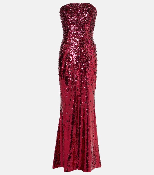 Sequined strapless gown