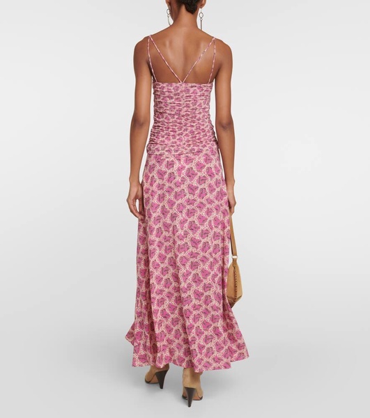 Leila printed ruched jersey top