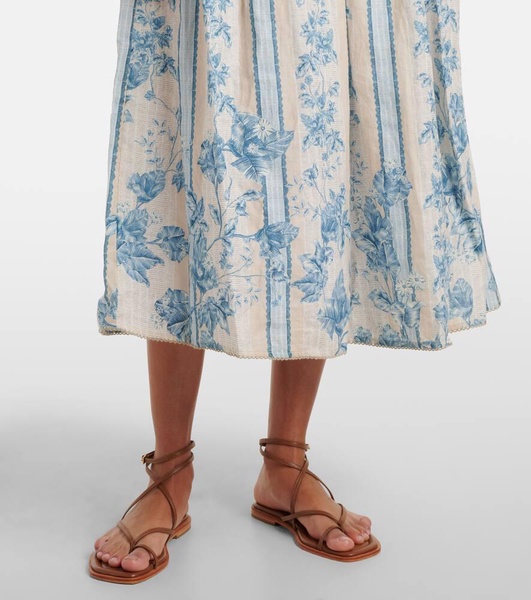 Barbara floral linen midi dress