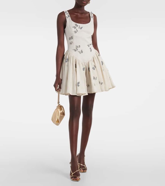 Pluma Lymanopoda appliqué linen corset dress