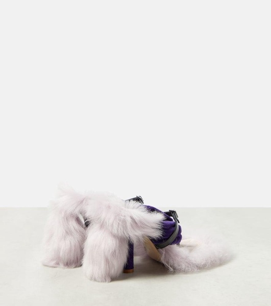 Step Post Shearling-trimmed sandals