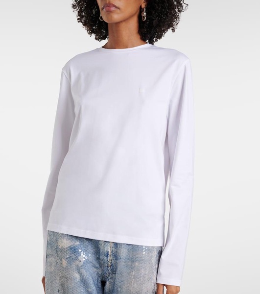 Face cotton-blend jersey top