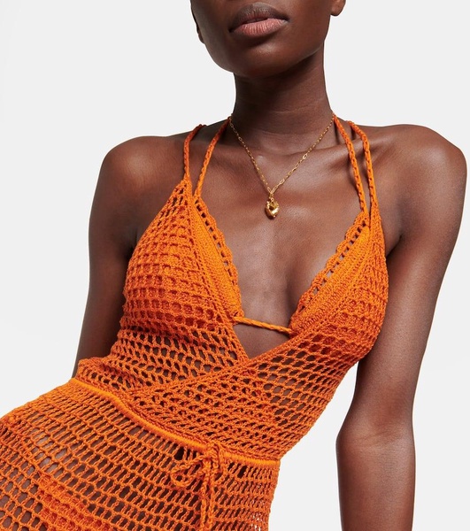 Open-knit cotton maxi dress