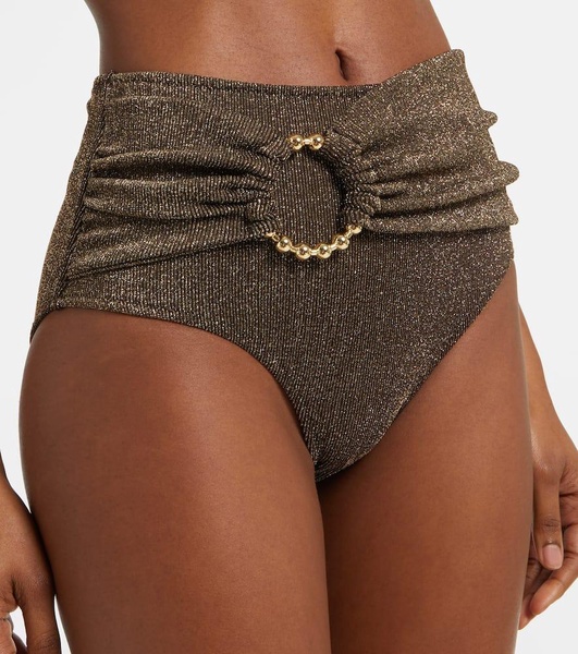 Dorit high-rise lamé bikini bottoms