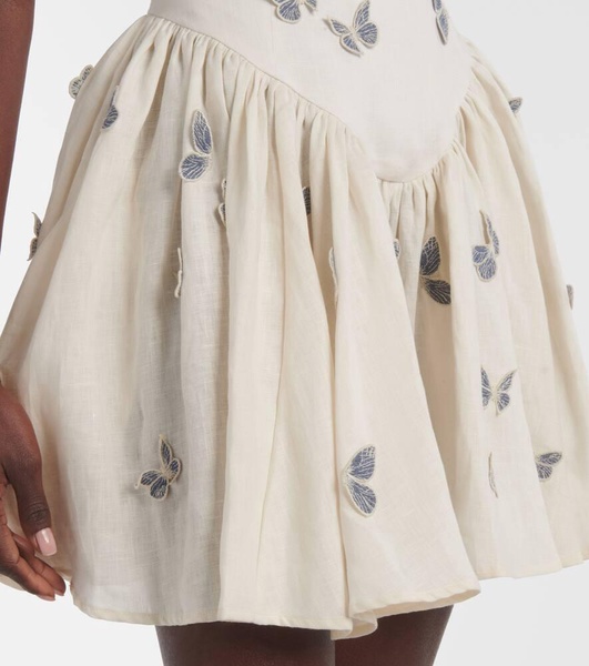 Pluma Lymanopoda appliqué linen corset dress